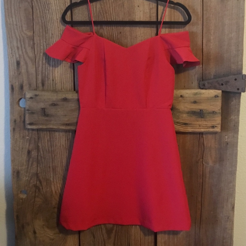 Red off the Shoulder Cocktail Dress- Small
